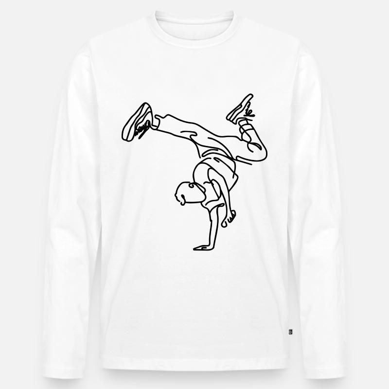 Breakdance Junge - Männer Premium Bio Langarmshirt - Weiß