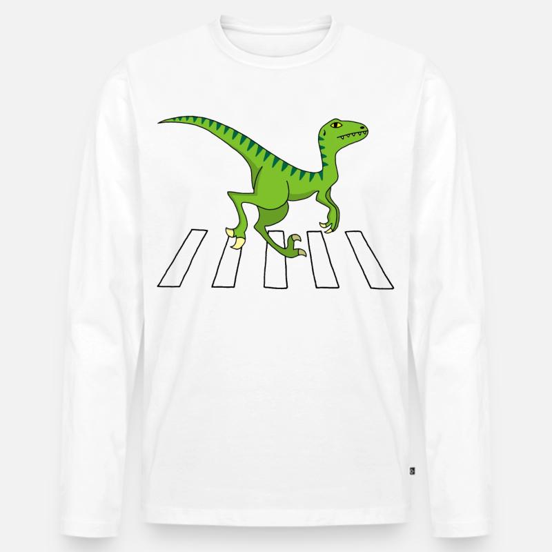 Fußgänger-Dinosaurier - Männer Premium Bio Langarmshirt - Weiß
