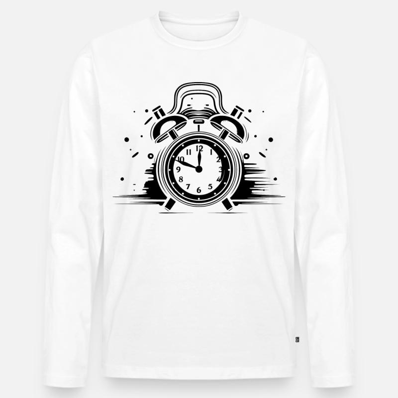 Uhr Skizze - Männer Premium Bio Langarmshirt - Weiß