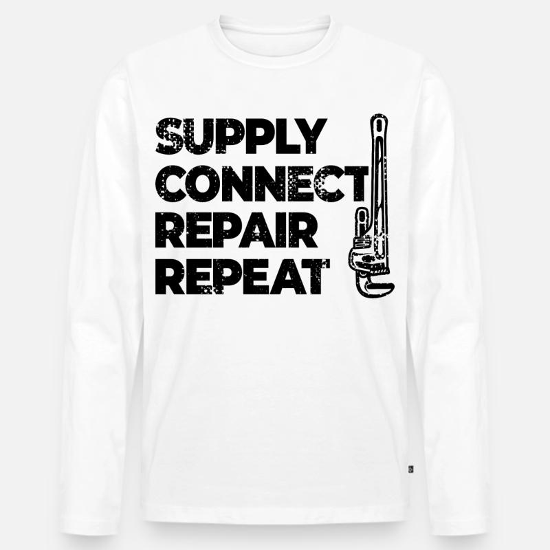 Klempner Motivation - Männer Premium Bio Langarmshirt - Weiß