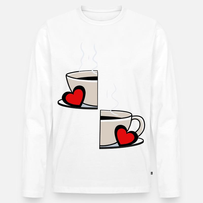 Valentin Kaffee Partnerschaft Kaffeetasse Partner - Männer Premium Bio Langarmshirt - Weiß