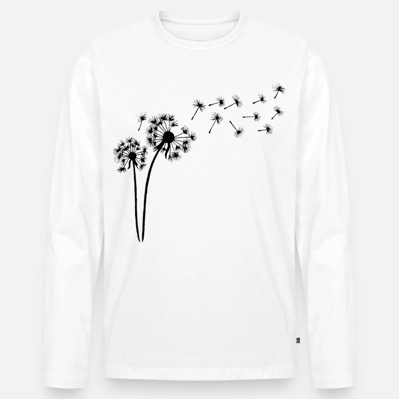 Der Wind und der schwarze Löwenzahn - Männer Premium Bio Langarmshirt - Weiß