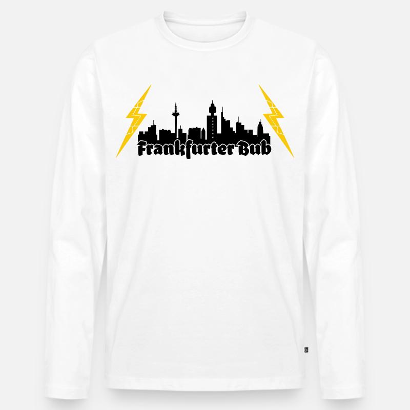 Frankfurter Bub ffm skyline - Männer Premium Bio Langarmshirt - Weiß