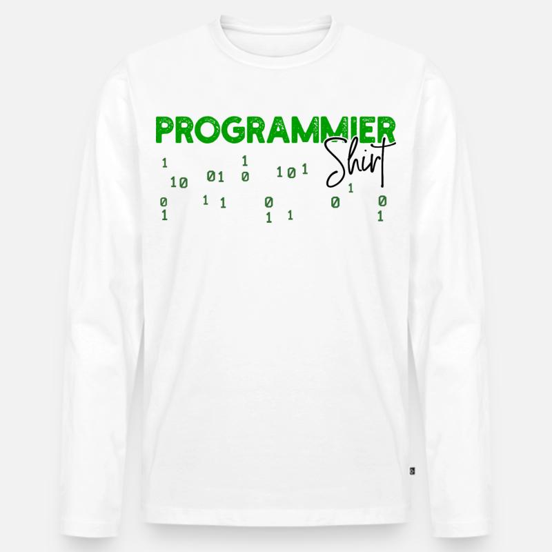 Programmierer Developer Code Statement Skripting - Männer Premium Bio Langarmshirt - Weiß