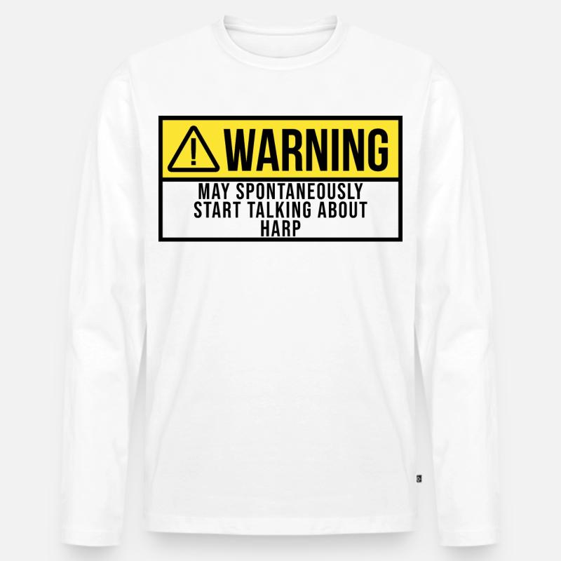 Harfe - Männer Premium Bio Langarmshirt - Weiß
