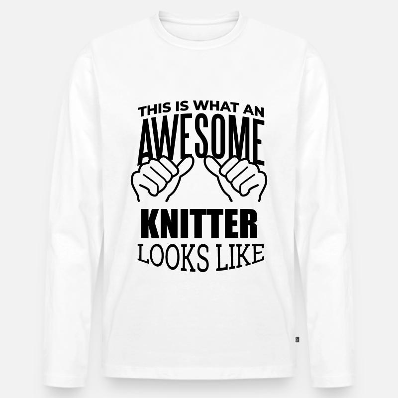 Stricken - Männer Premium Bio Langarmshirt - Weiß