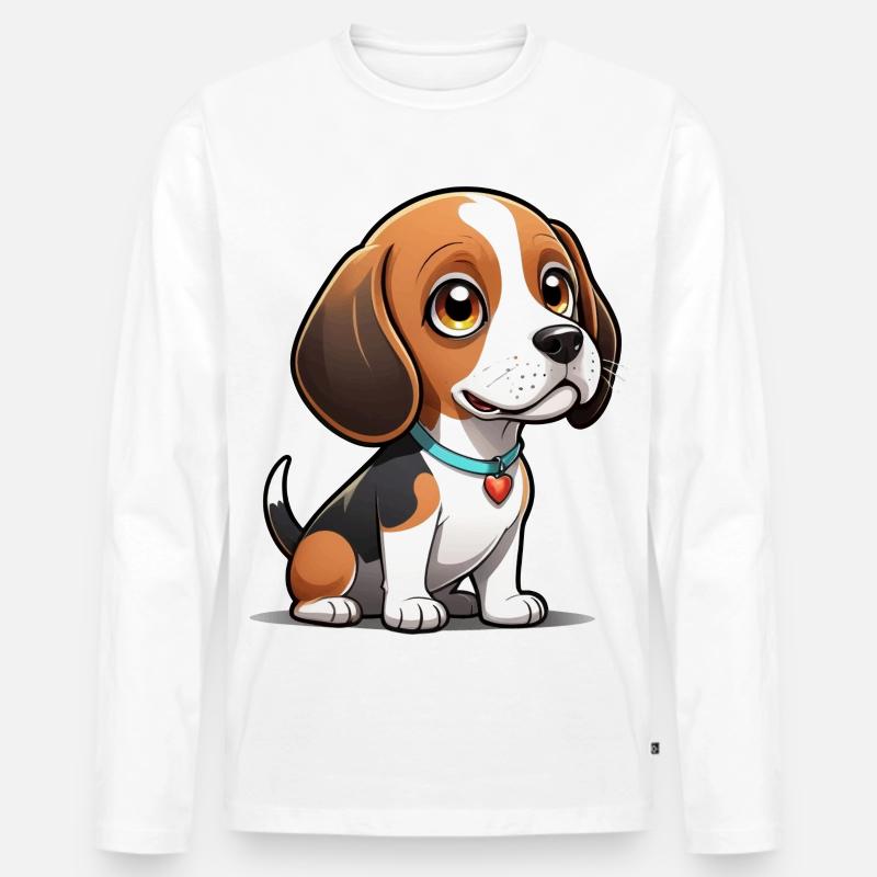 Beagle Heart Pup - Männer Premium Bio Langarmshirt - Weiß