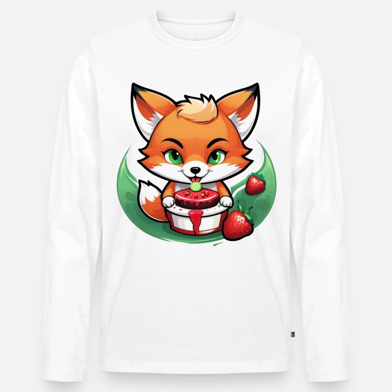 Foxy Strawberry Cake - Männer Premium Bio Langarmshirt - Weiß