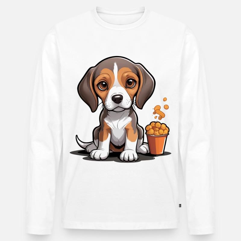 Beagle Snack Time - Männer Premium Bio Langarmshirt - Weiß