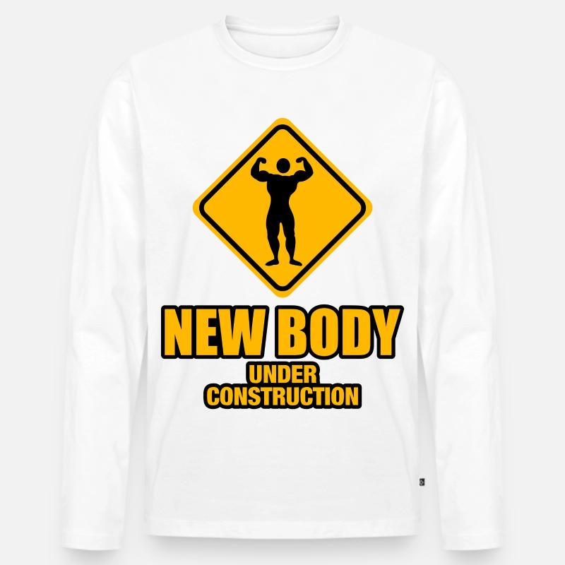 new body under construction - Männer Premium Bio Langarmshirt - Weiß