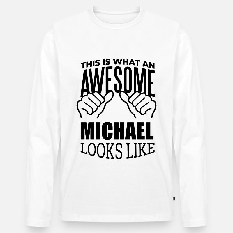 Michael - Männer Premium Bio Langarmshirt - Weiß