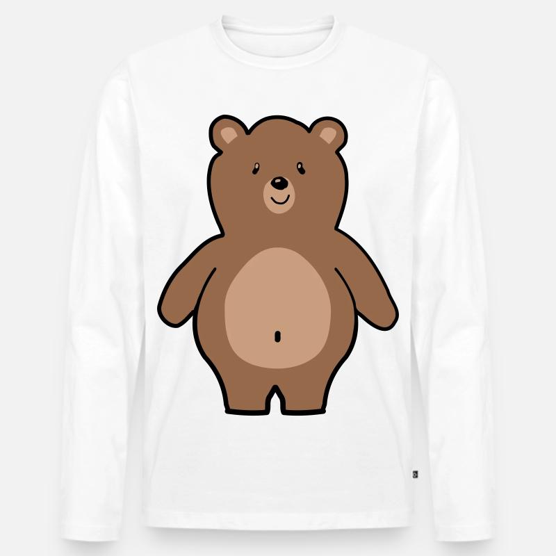 Bär - Männer Premium Bio Langarmshirt - Weiß