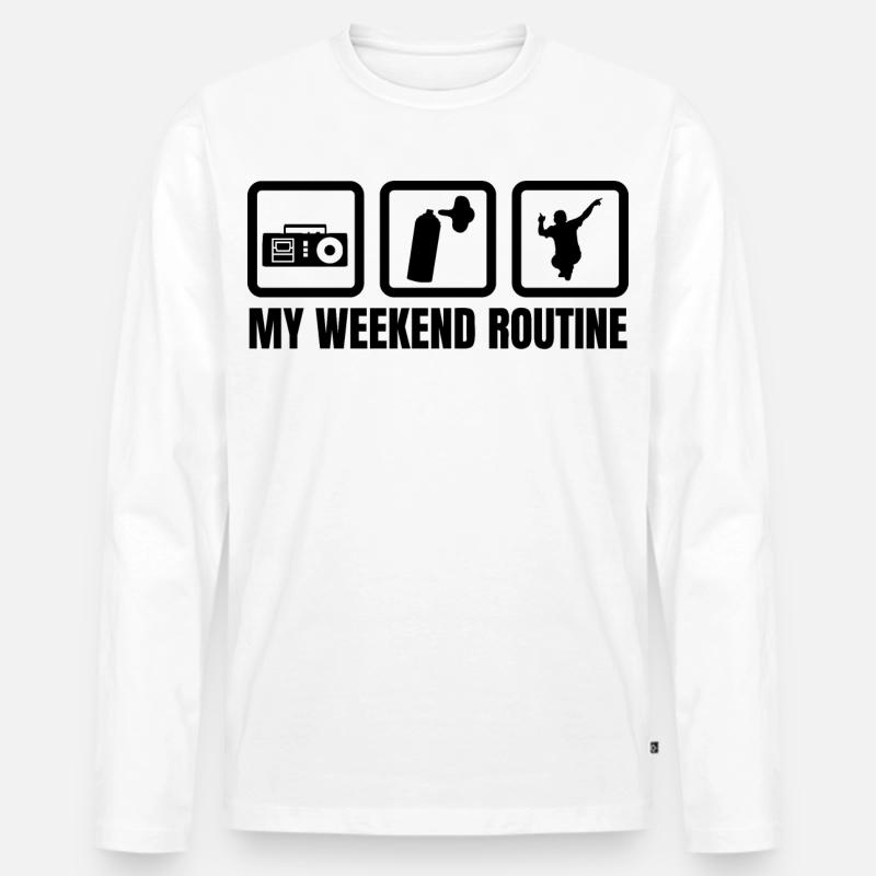 Meine Wochenendroutine - Männer Premium Bio Langarmshirt - Weiß