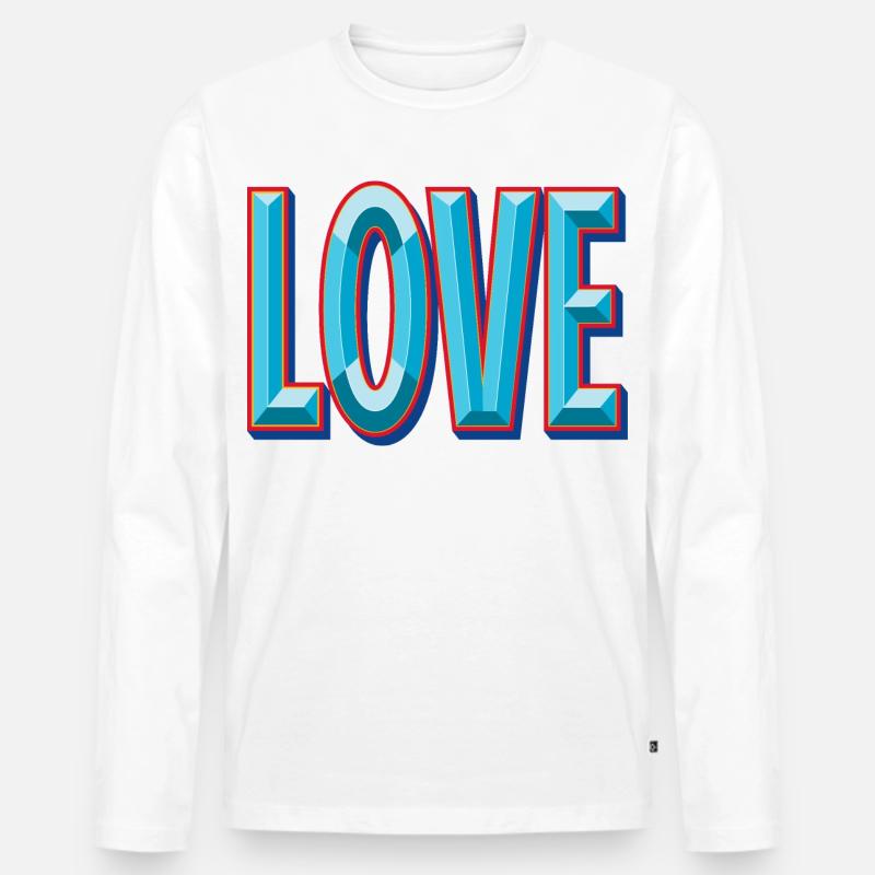 LOVE 3D-Ausschnitt - Männer Premium Bio Langarmshirt - Weiß