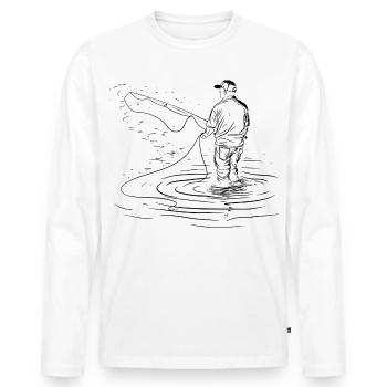 Fishing Drawing - Men's Premium Organic Long Sleeve Shirt - white - Front - Nico (187cm)