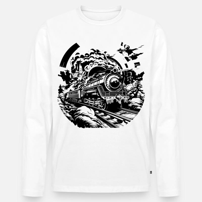 Eisenbahn - Männer Premium Bio Langarmshirt - Weiß