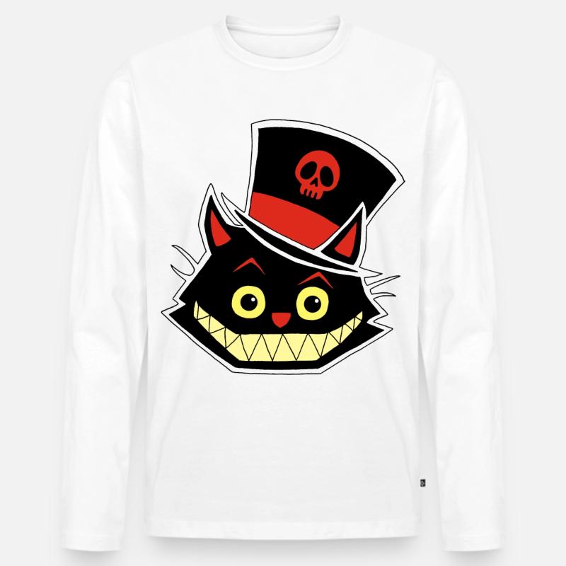 Katze und Hut - Männer Premium Bio Langarmshirt - Weiß