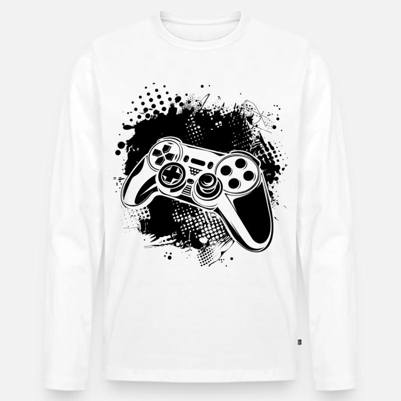 Game Controller - Männer Premium Bio Langarmshirt - Weiß