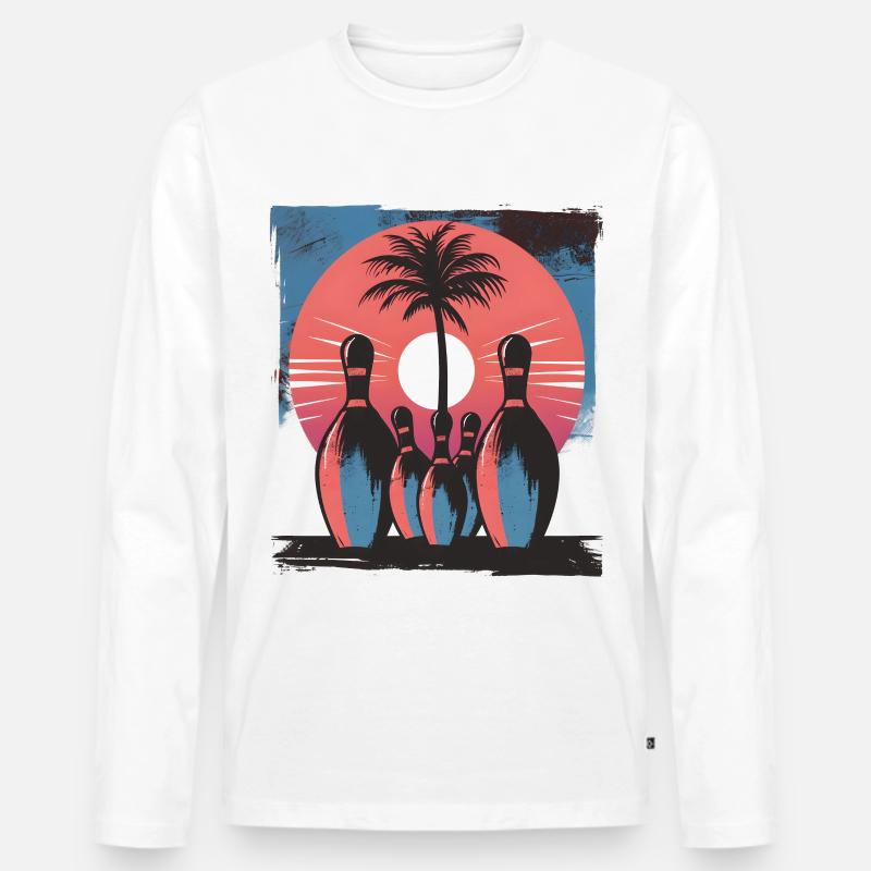 Bowling - Männer Premium Bio Langarmshirt - Weiß
