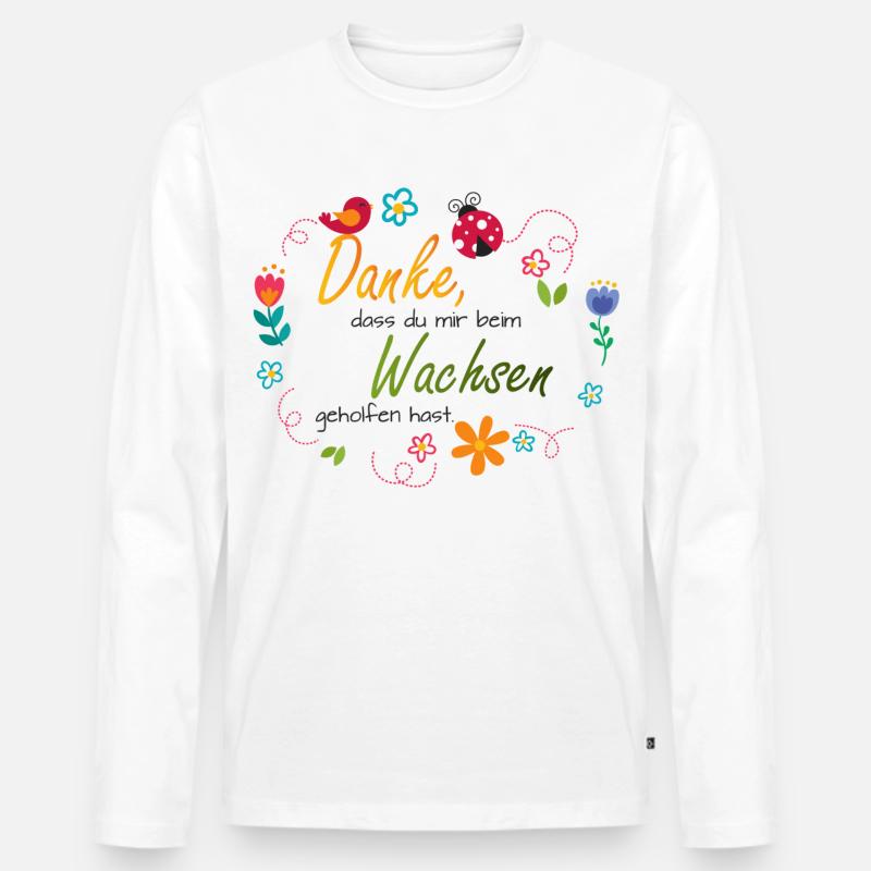 Blumenkranz - bunte Blumen - Vogel - Marienkäfer  - Männer Premium Bio Langarmshirt - Weiß
