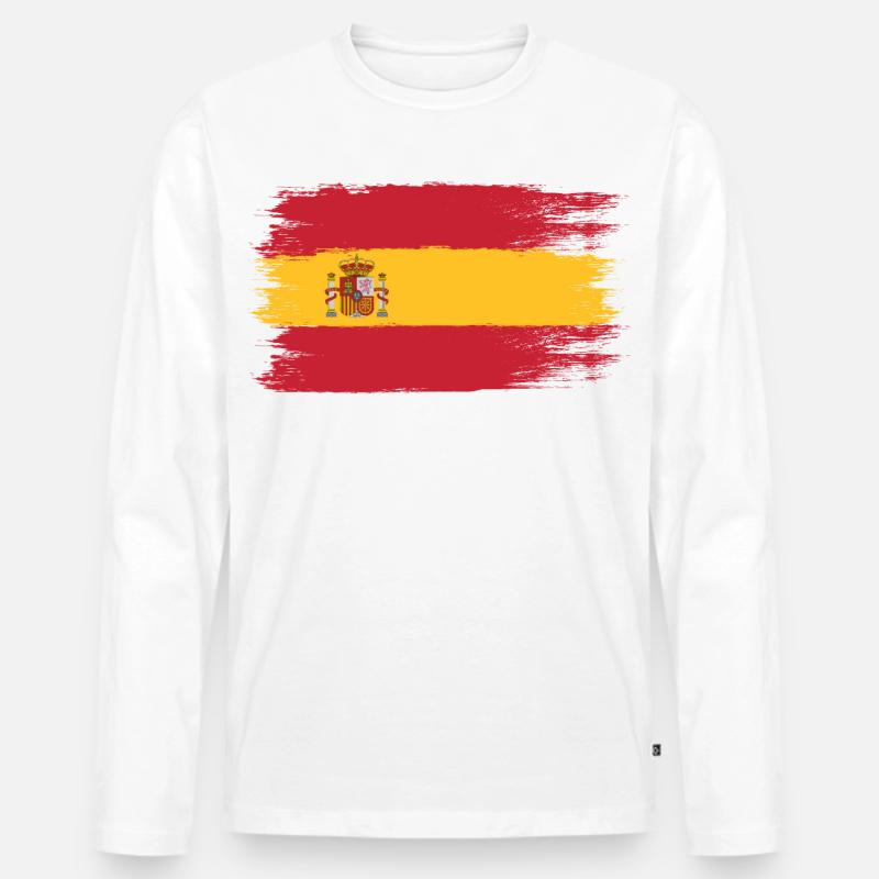 Spanische Flagge, Viva Spain, ein Symbol der Einheit - Männer Premium Bio Langarmshirt - Weiß