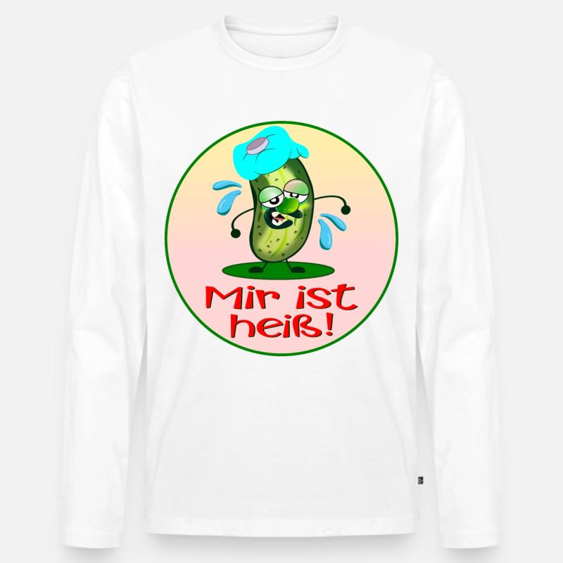 Hitze Sommer - Männer Premium Bio Langarmshirt - Weiß