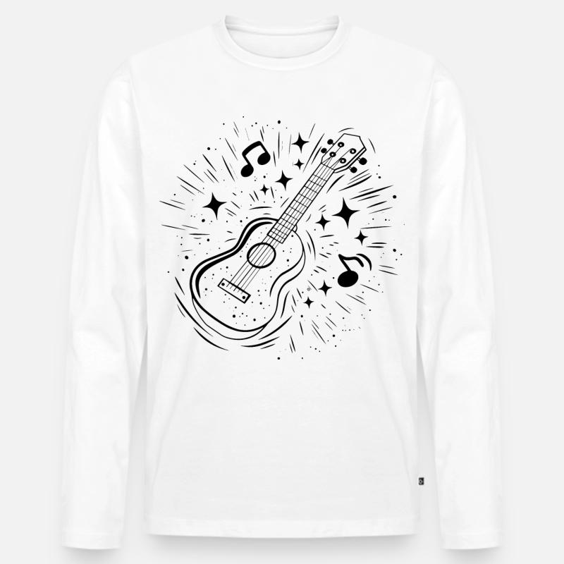 Ukulele Line Art - Männer Premium Bio Langarmshirt - Weiß