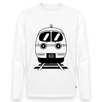 Cartoon Eisenbahn - Männer Premium Bio Langarmshirt - Weiß - Vorne - Nico (187cm)