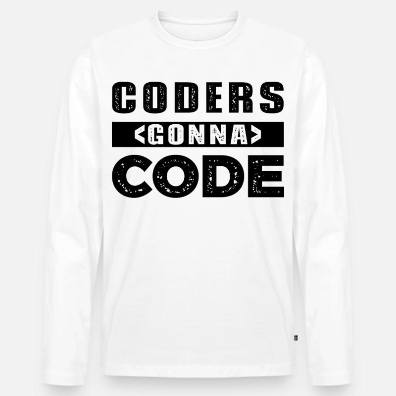 Codeurs qui passent au code - T-shirt manches longues Premium bio Homme - blanc