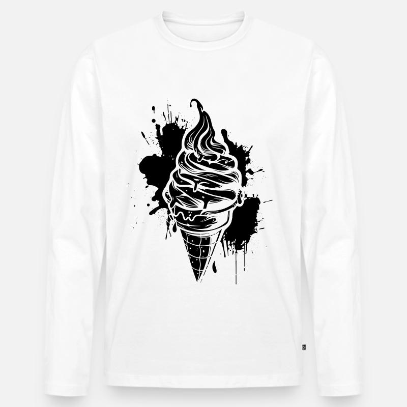 Eiswaffel Softeis - Männer Premium Bio Langarmshirt - Weiß