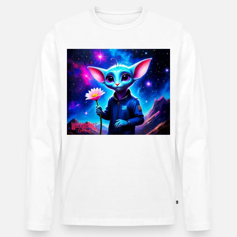 Wonky Maus - Männer Premium Bio Langarmshirt - Weiß
