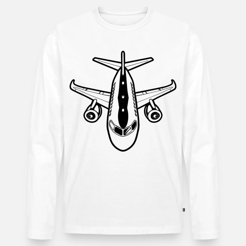 Flugzeug Skizze - Männer Premium Bio Langarmshirt - Weiß