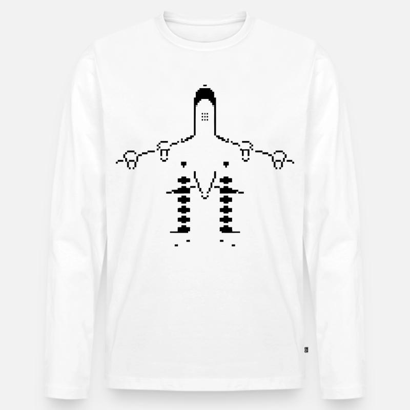 Flugzeug Pixel Kunst - Männer Premium Bio Langarmshirt - Weiß