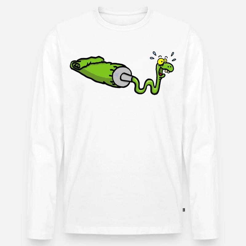 Grüne Schlange und Gouacheröhre - Männer Premium Bio Langarmshirt - Weiß