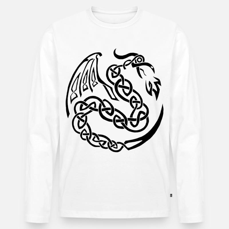Schwarzer keltischer Drache - Männer Premium Bio Langarmshirt - Weiß