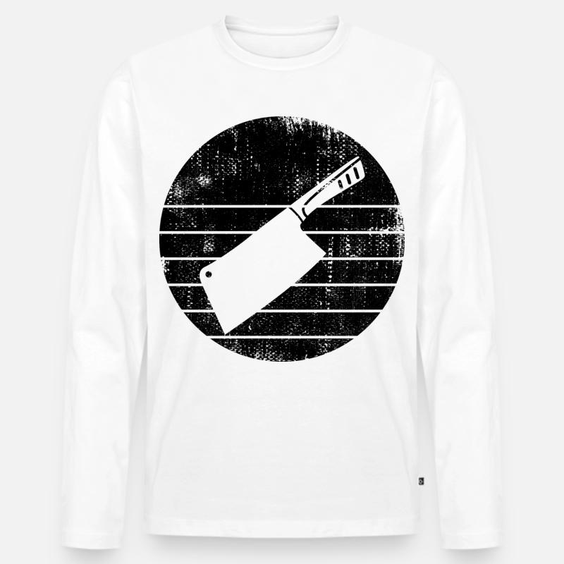 Hackbeil Skizze - Männer Premium Bio Langarmshirt - Weiß