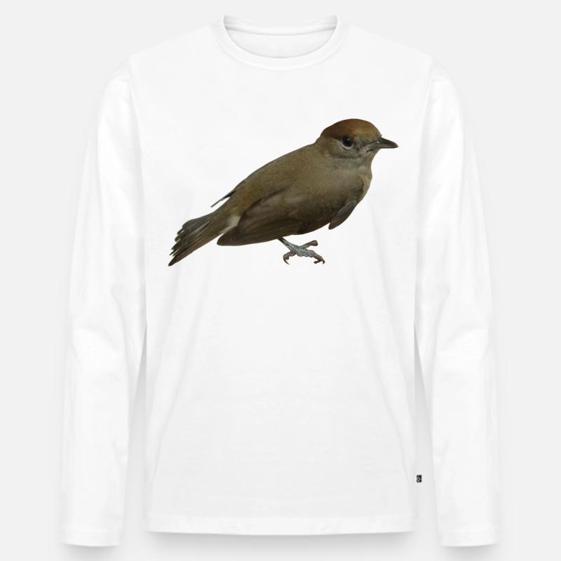 Mönchsgrasmücke Weibchen - Männer Premium Bio Langarmshirt - Weiß