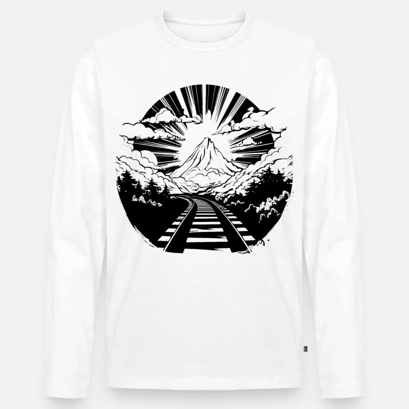 Eisenbahn - Männer Premium Bio Langarmshirt - Weiß