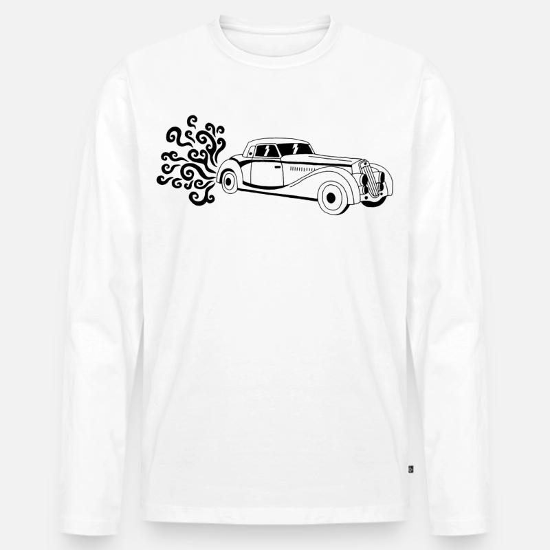 Schwarzer Oldtimer - Männer Premium Bio Langarmshirt - Weiß