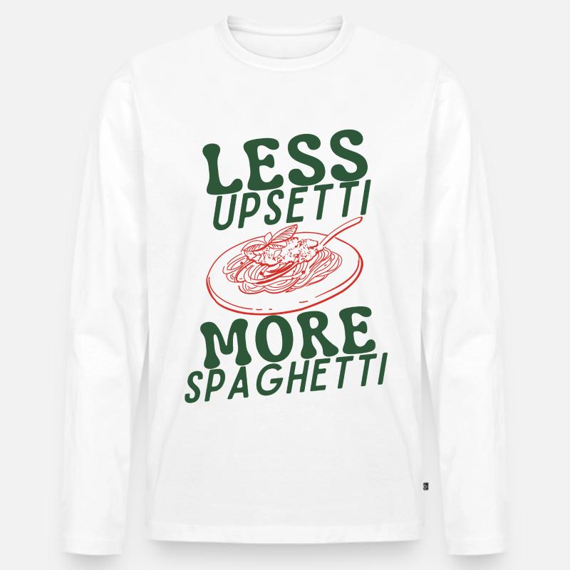 Less Upsetti More Spaghetti - Männer Premium Bio Langarmshirt - Weiß