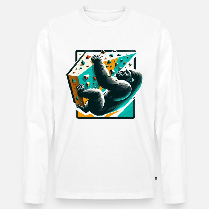 Bouldern Gorilla Geschenk - Männer Premium Bio Langarmshirt - Weiß