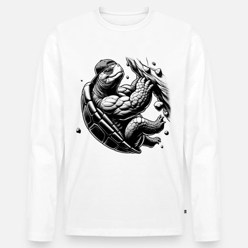 Bouldern Schildkröte Klettern Geschenk - Männer Premium Bio Langarmshirt - Weiß