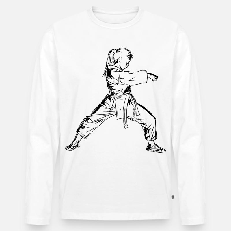 Karate Mädchen - Männer Premium Bio Langarmshirt - Weiß