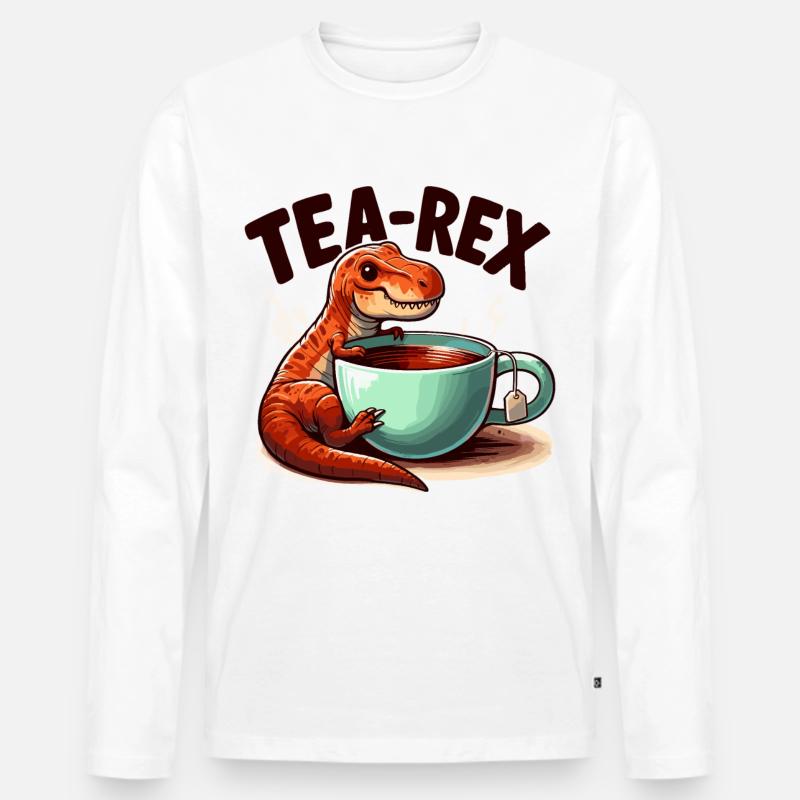 Tee Rex Tee-Rex Teetrinker Geschenk - Männer Premium Bio Langarmshirt - Weiß