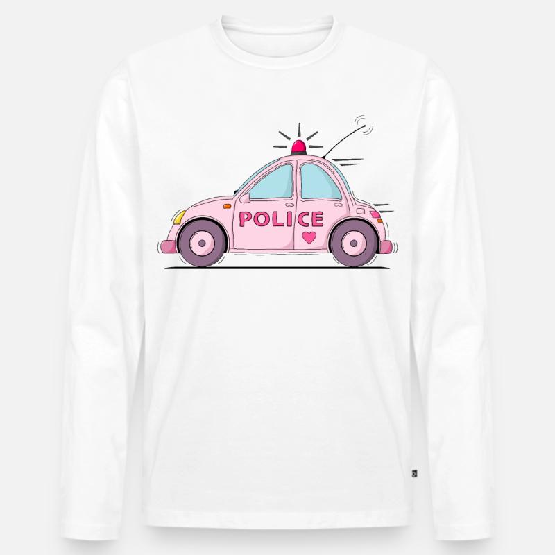 Polizeiauto Police Rosa - Männer Premium Bio Langarmshirt - Weiß