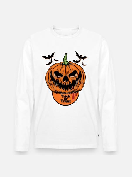 Trick or Treat Halloween - Männer Premium Bio Langarmshirt - Weiß