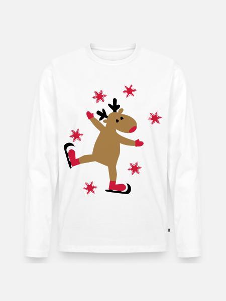 Funny moose for Christmas - Men's Premium Organic Long Sleeve Shirt - white