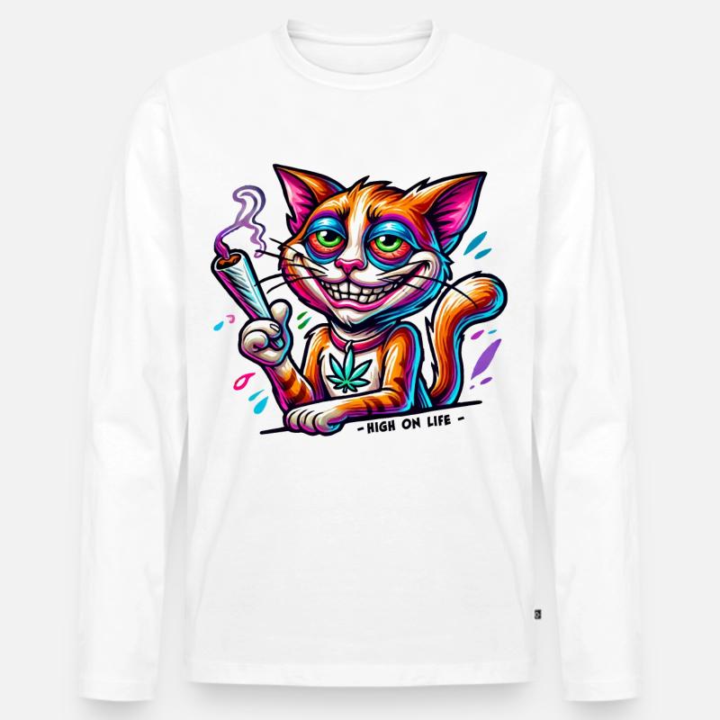 High Cat - High on live - Männer Premium Bio Langarmshirt - Weiß