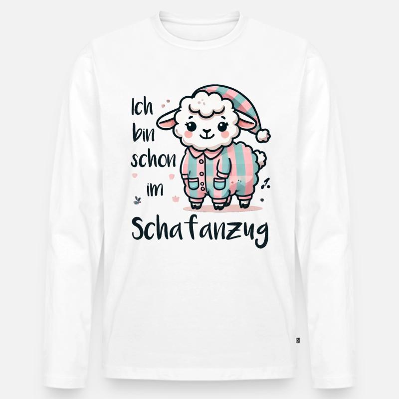 Ich bin schon im Schafanzug - Männer Premium Bio Langarmshirt - Weiß