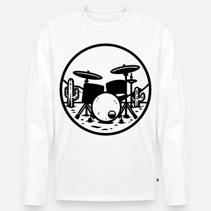 Schlagzeug Grafik - Männer Premium Bio Langarmshirt - Weiß